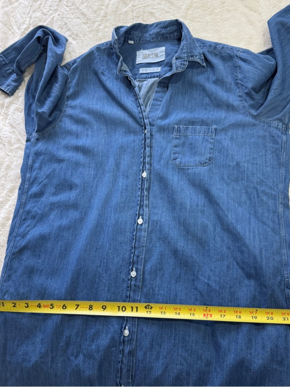 Grayson by frank & Eileen size 04(Large) chambray denim shirt dress casual - Picture 12 of 13